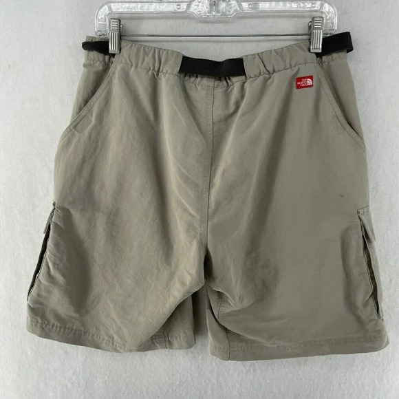 The North Face Tech Shorts Mens Sz Beige Hiking Cargo Pockets Packable Belted - Picture 2 of 9